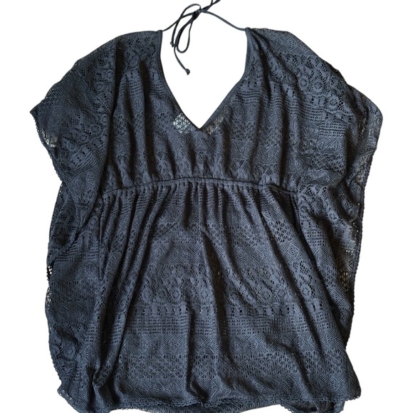 Time & Tru Womens Black Lace Drawstring Adjustable Coverup Swimwear Size Large - Picture 1 of 5